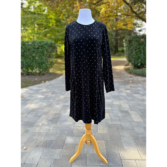 Black Velvet Dress Fall Winter Christmas Modest Lagenlook Coastal Cottage Church - Picture 3 of 11